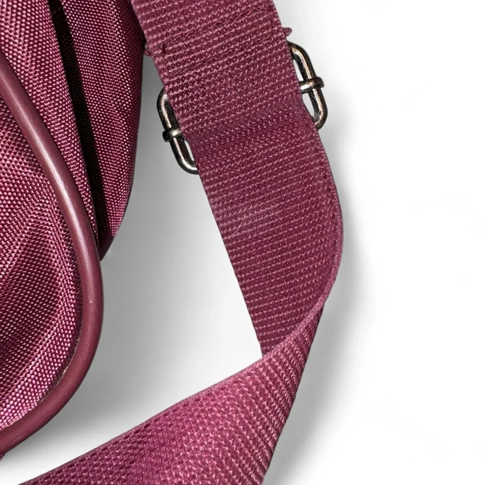 Pierre Cardin Men's Maroon Nylon Messenger Bag with Leather Trim